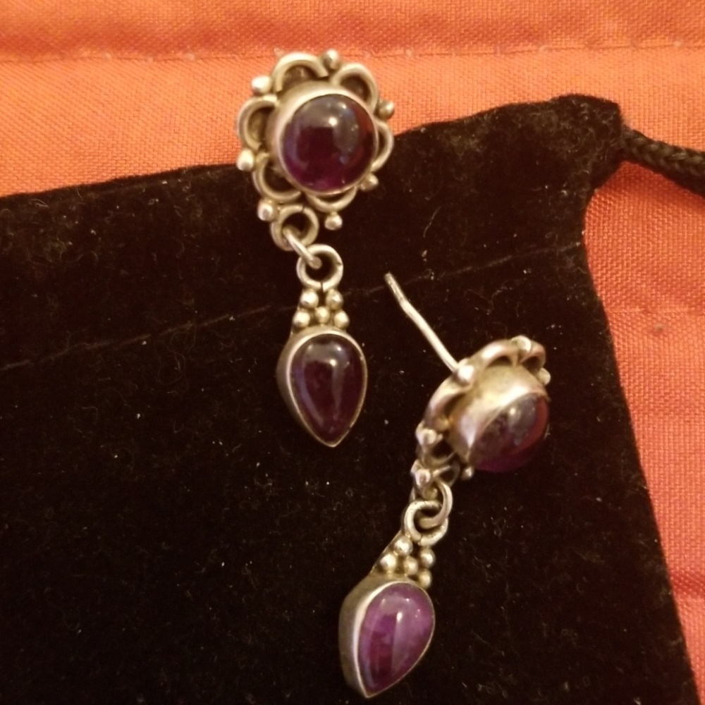Earrings - sterling and aemythist